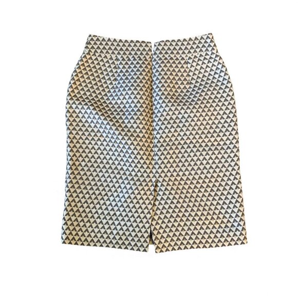 Banana Republic Geometric Pencil Skirt Neutral Gold Black Size 0 Polyester Blend - Picture 2 of 5